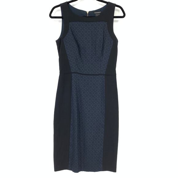 Club Monaco Dress Women's Size 4 Colorblocked Sheath Sleeveless Blue Black - Picture 1 of 7